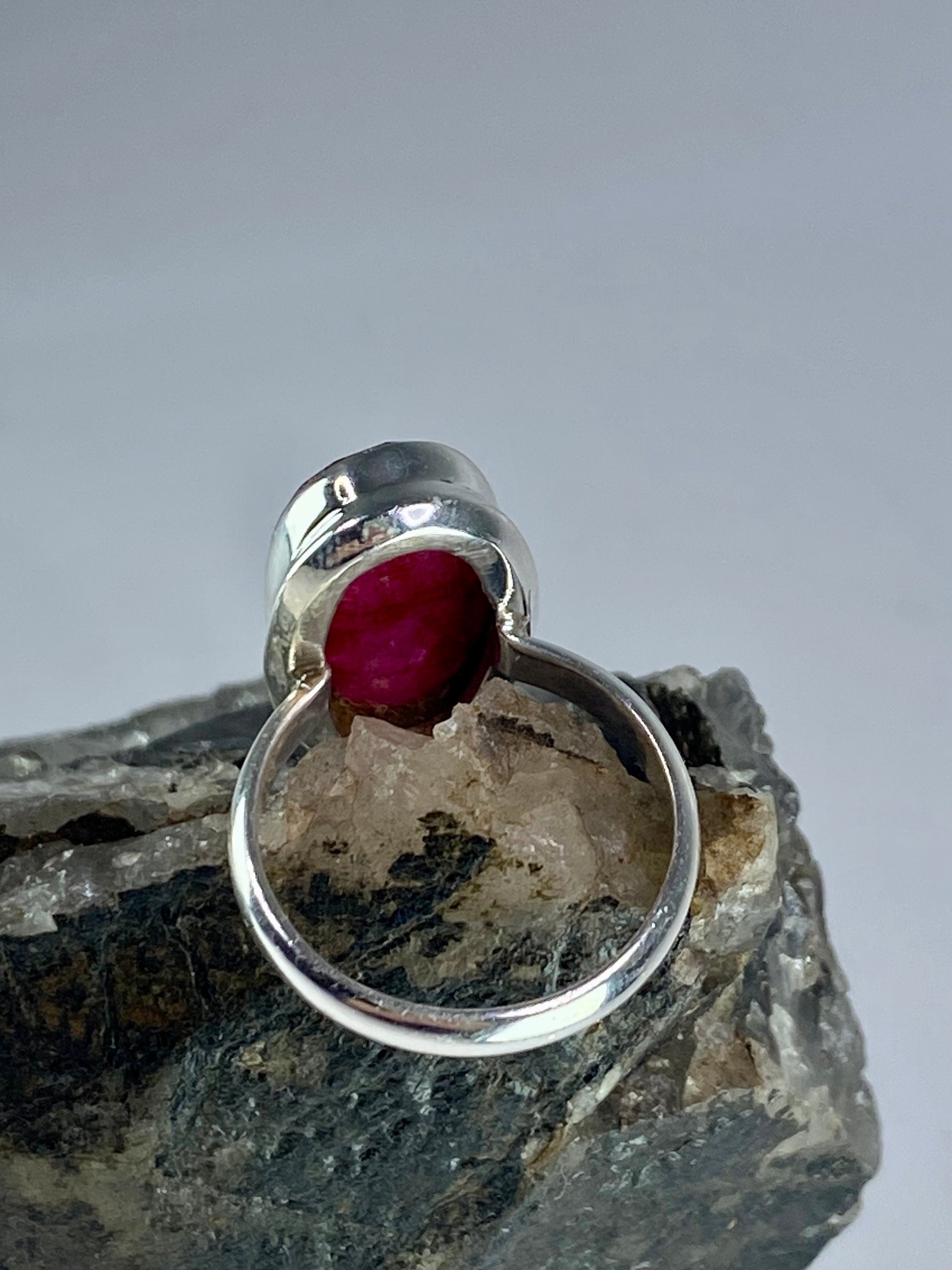 Raw Ruby and Silver Ring (M09)