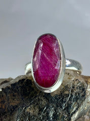 Raw Ruby and Silver Ring (M09)