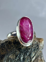 Raw Ruby and Silver Ring (M09)