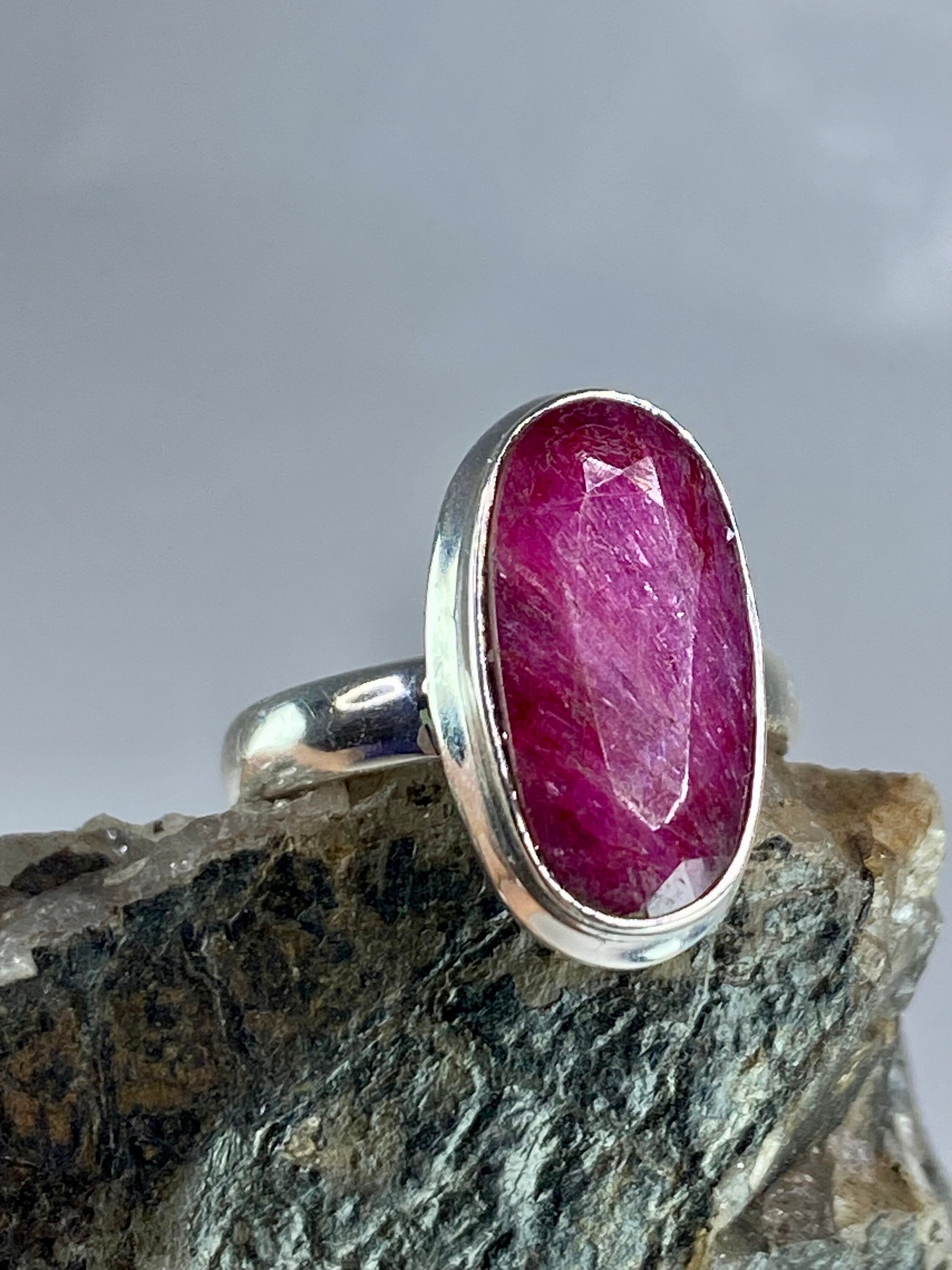 Raw Ruby and Silver Ring (M09)