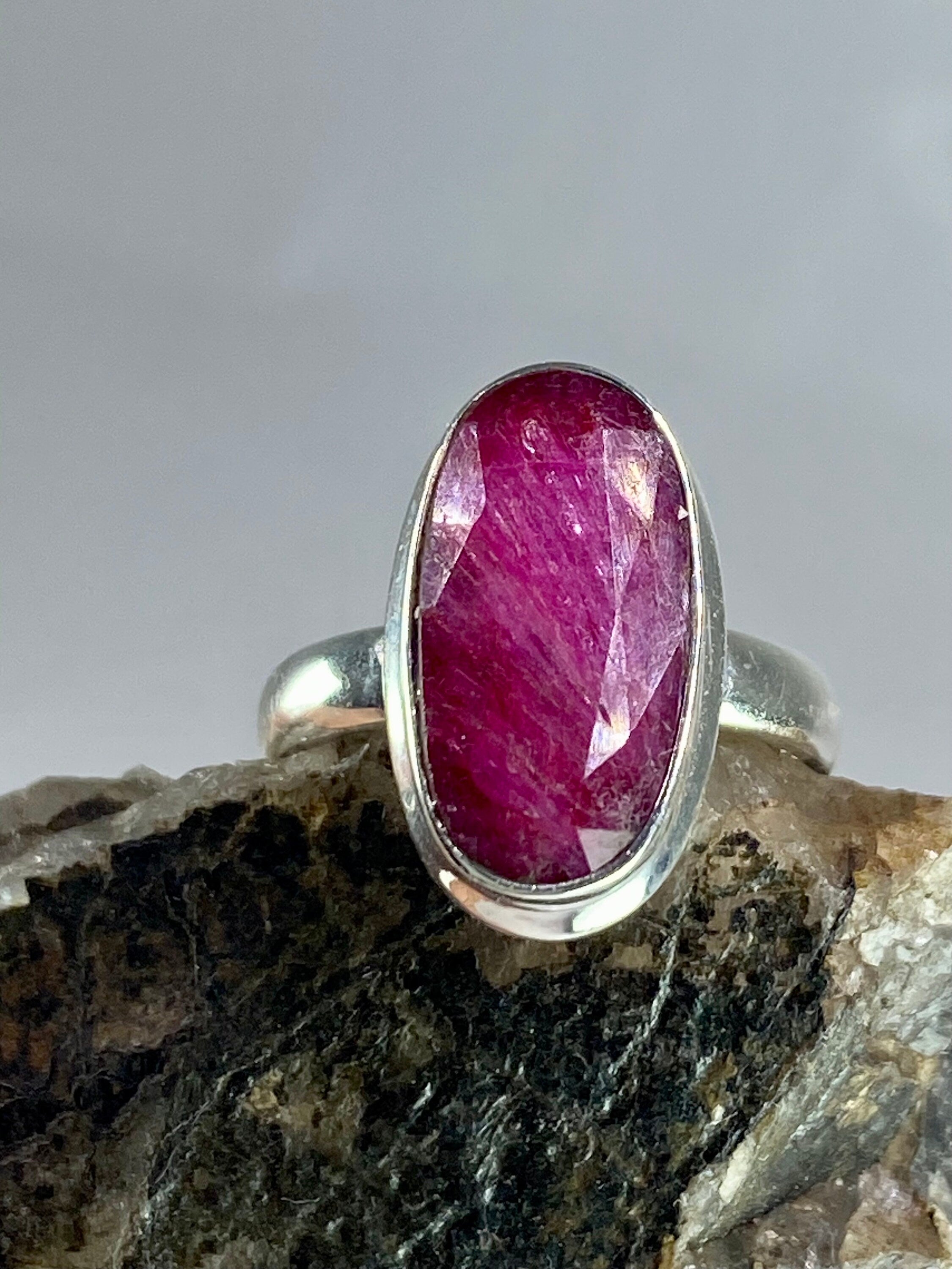 Raw Ruby and Silver Ring (M09)