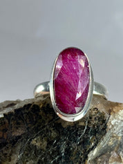 Raw Ruby and Silver Ring