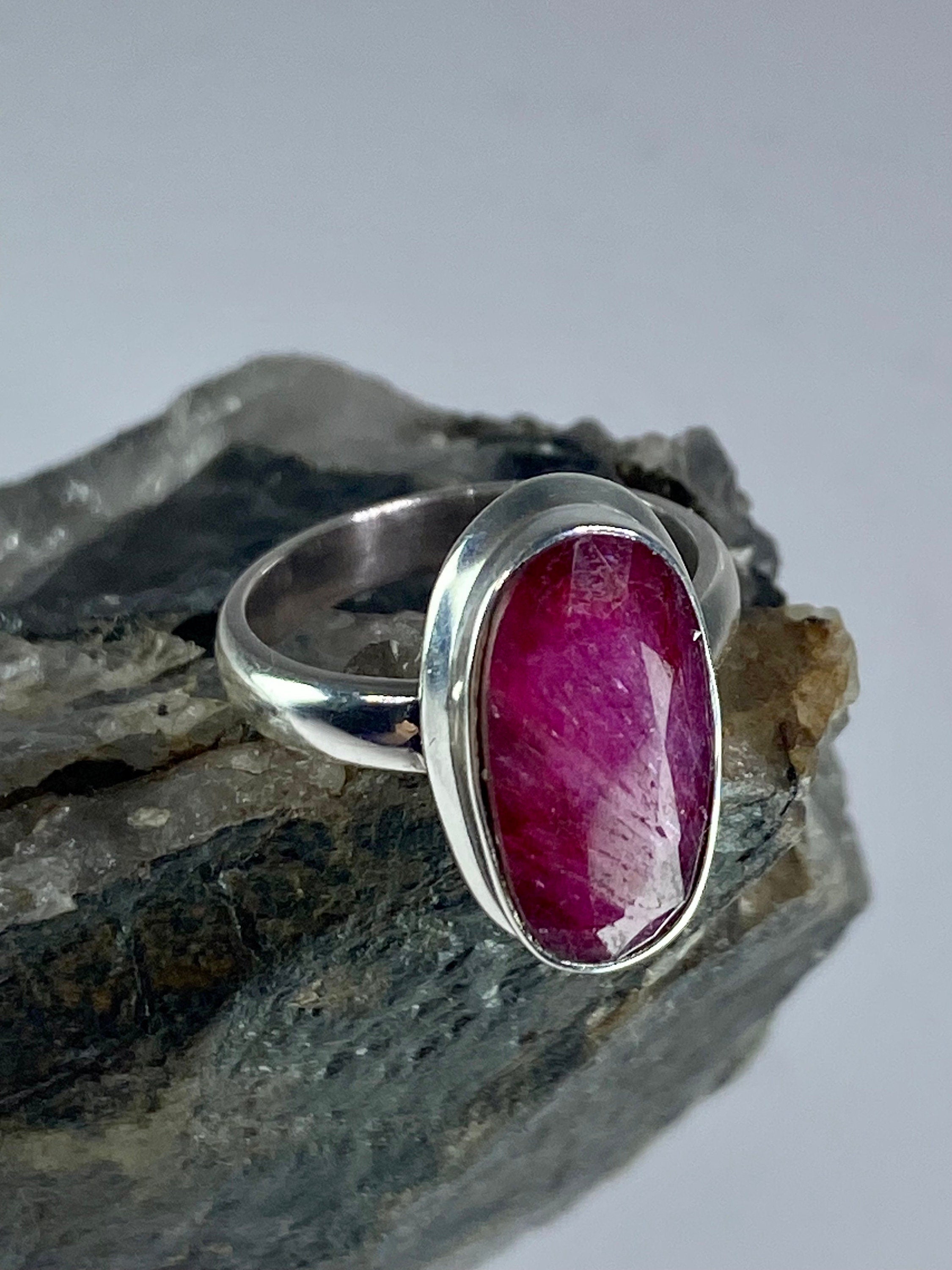 Raw Ruby and Silver Ring