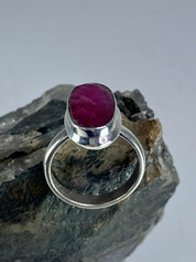 Raw Ruby and Silver Ring (M09)