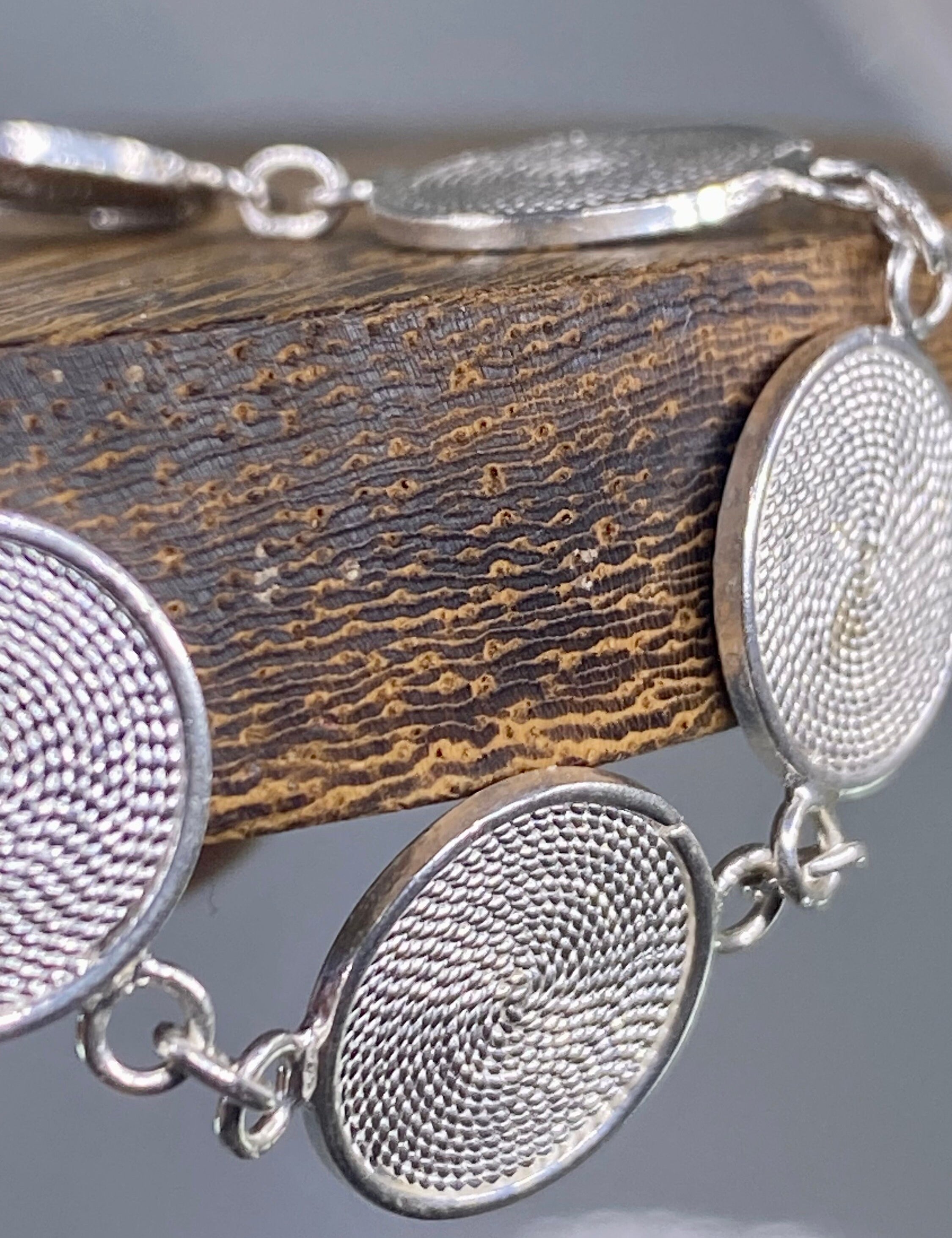 An Original Sterling 925 Silver Disk Spiral Bracelet