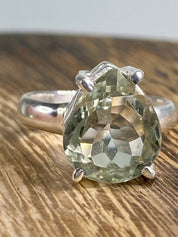 Green Amethyst Prasiolite Sterling Silver Ring