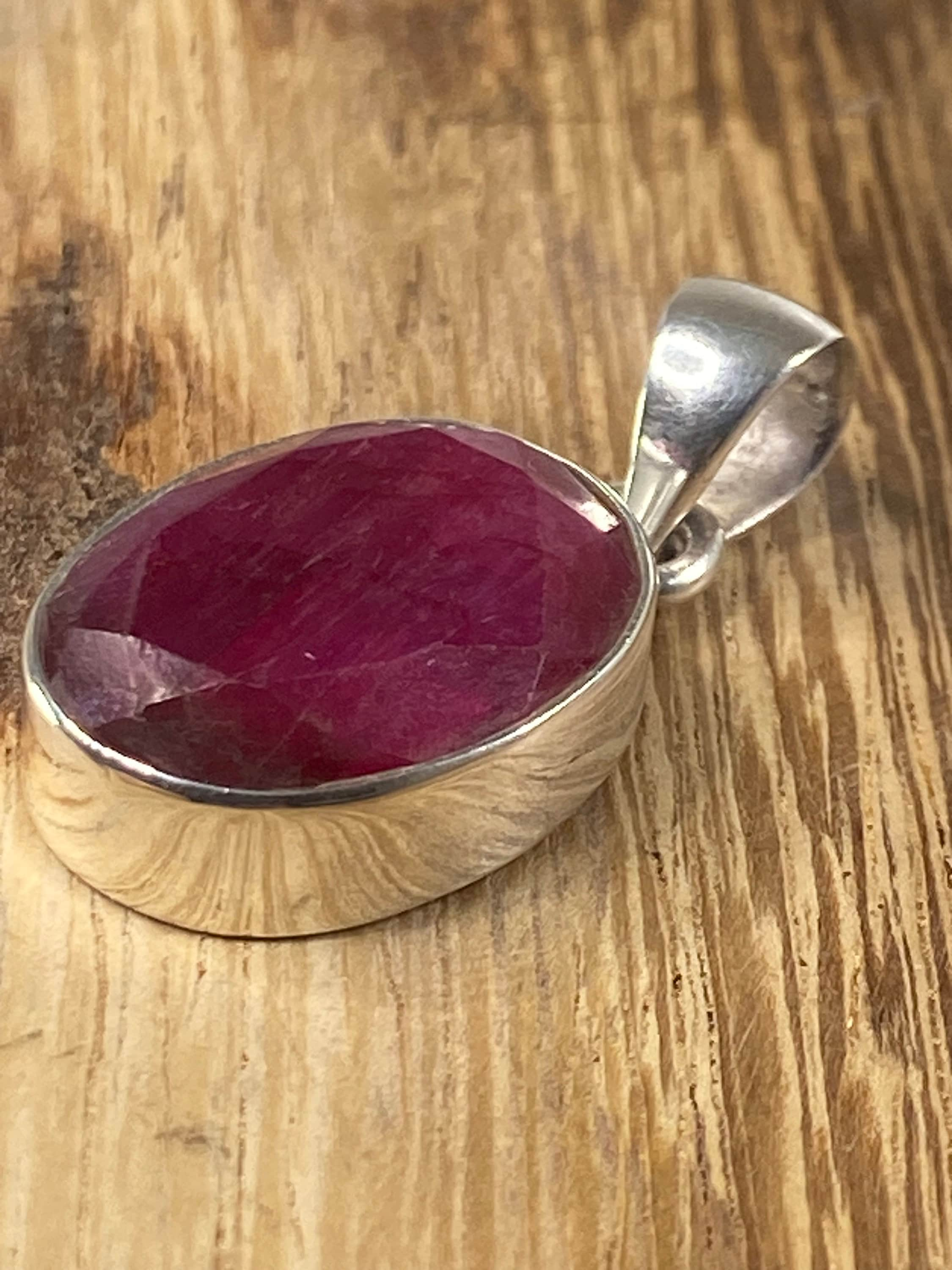 Raw Ruby and Silver Pendant (M)