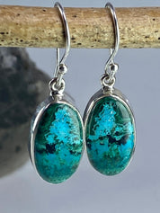 Natural Malachite in Chrysocolla Silver Earrings(UV768)