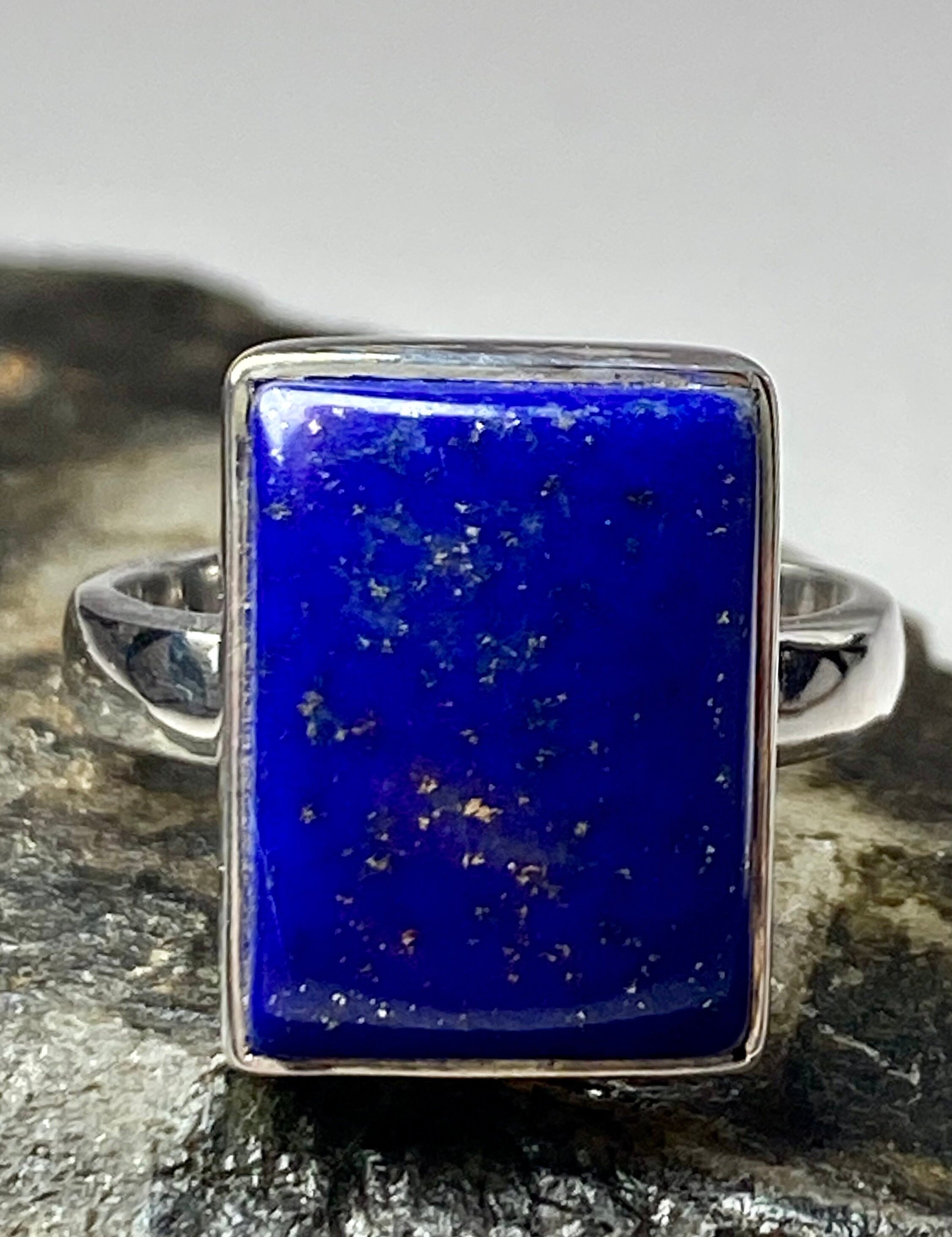 Natural Lapis Lazuli and Silver Ring (UV2918)