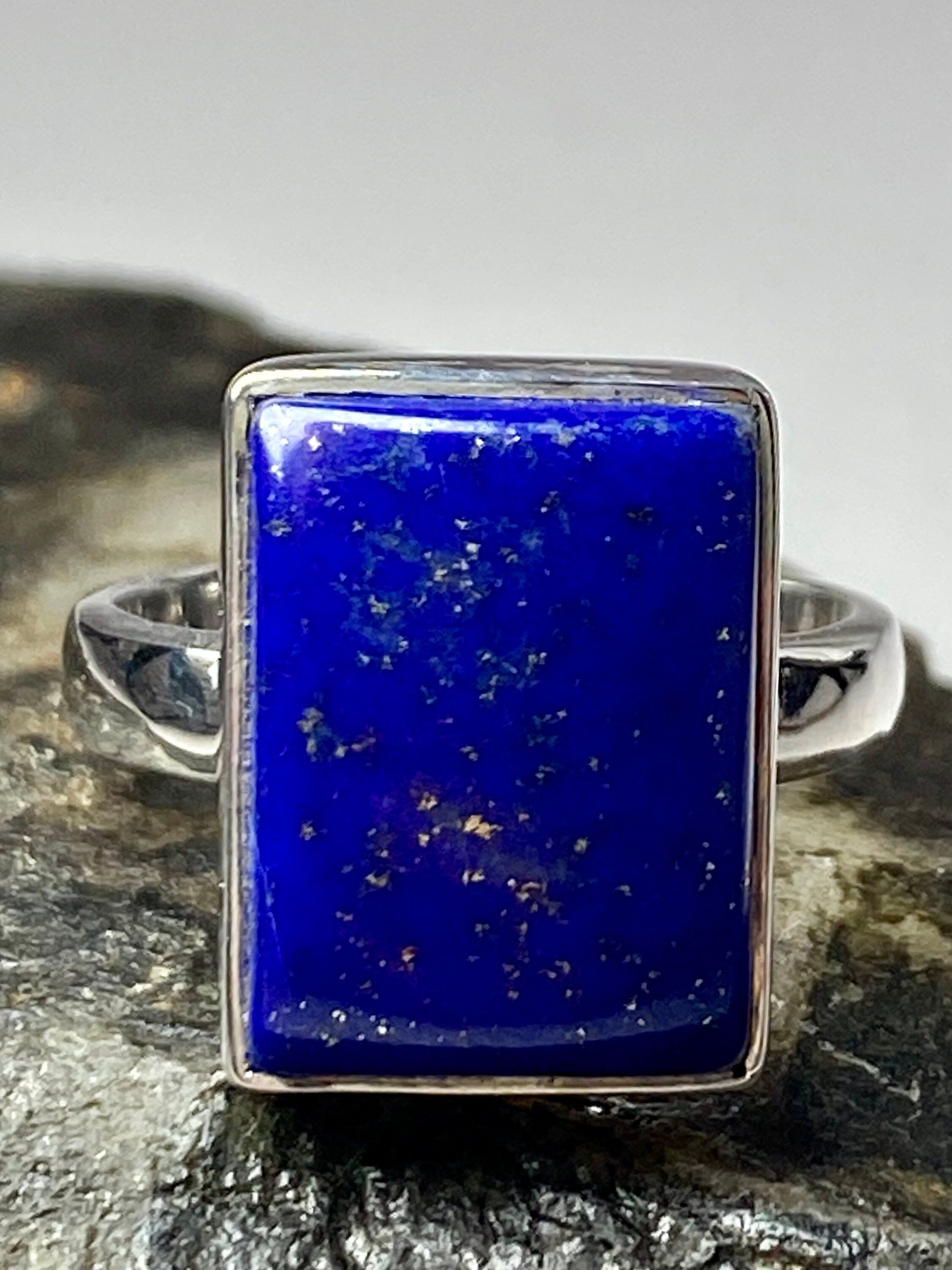 Natural Lapis Lazuli and Silver Ring (UV2918)