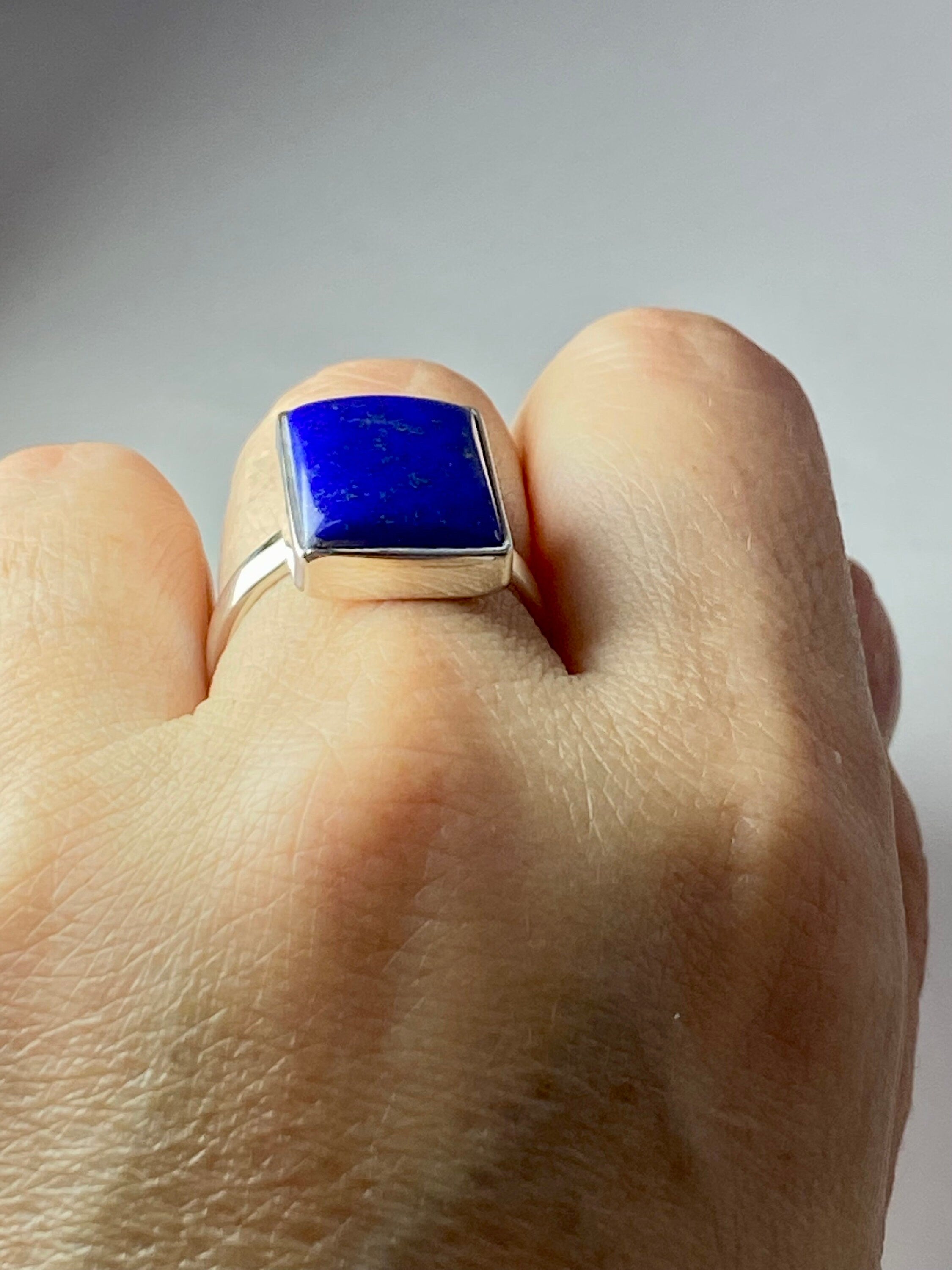 Natural Lapis Lazuli and Silver Ring (UV2918)