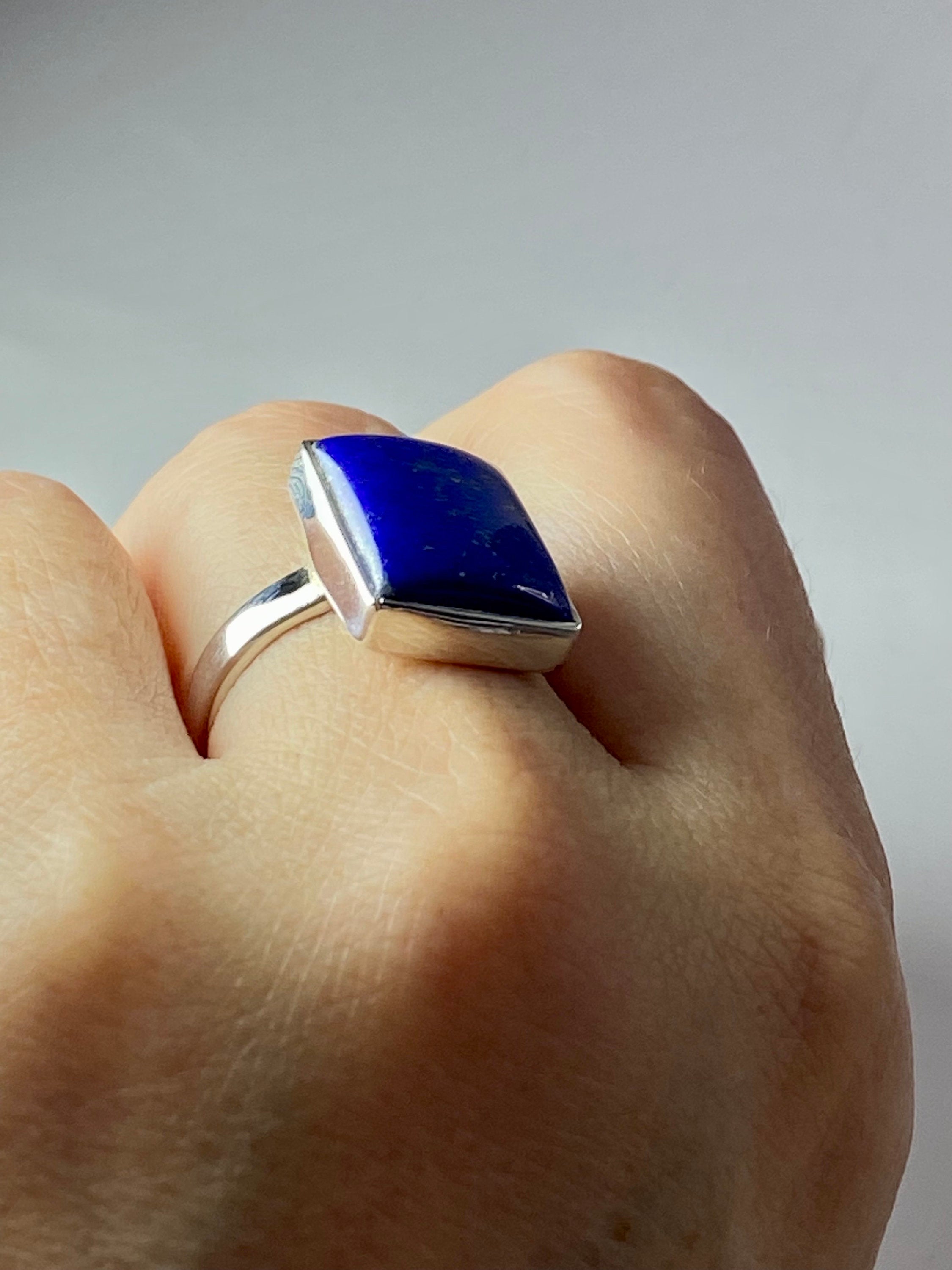 Natural Lapis Lazuli and Silver Ring (UV2742)