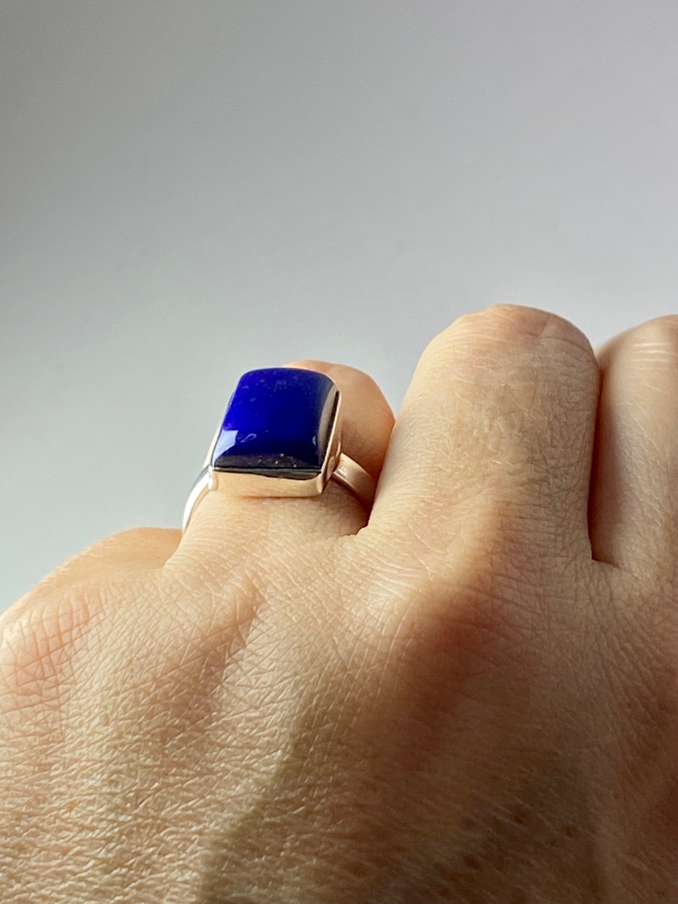 Natural Lapis Lazuli and Silver Ring (UV2742)