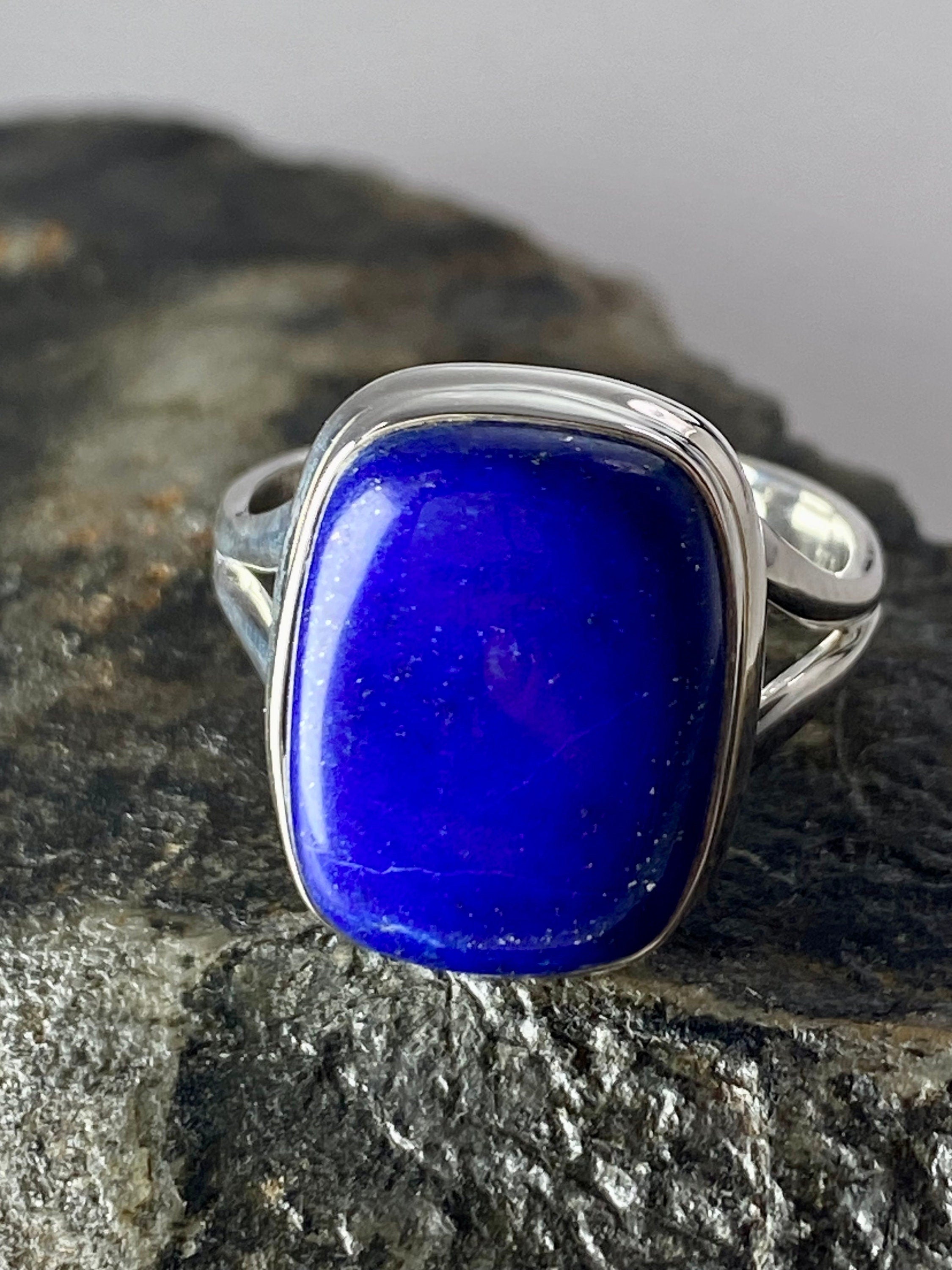 Natural Lapis Lazuli and Silver Ring (UV2798)