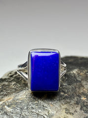 Natural Lapis Lazuli and Silver Ring (UV2782)