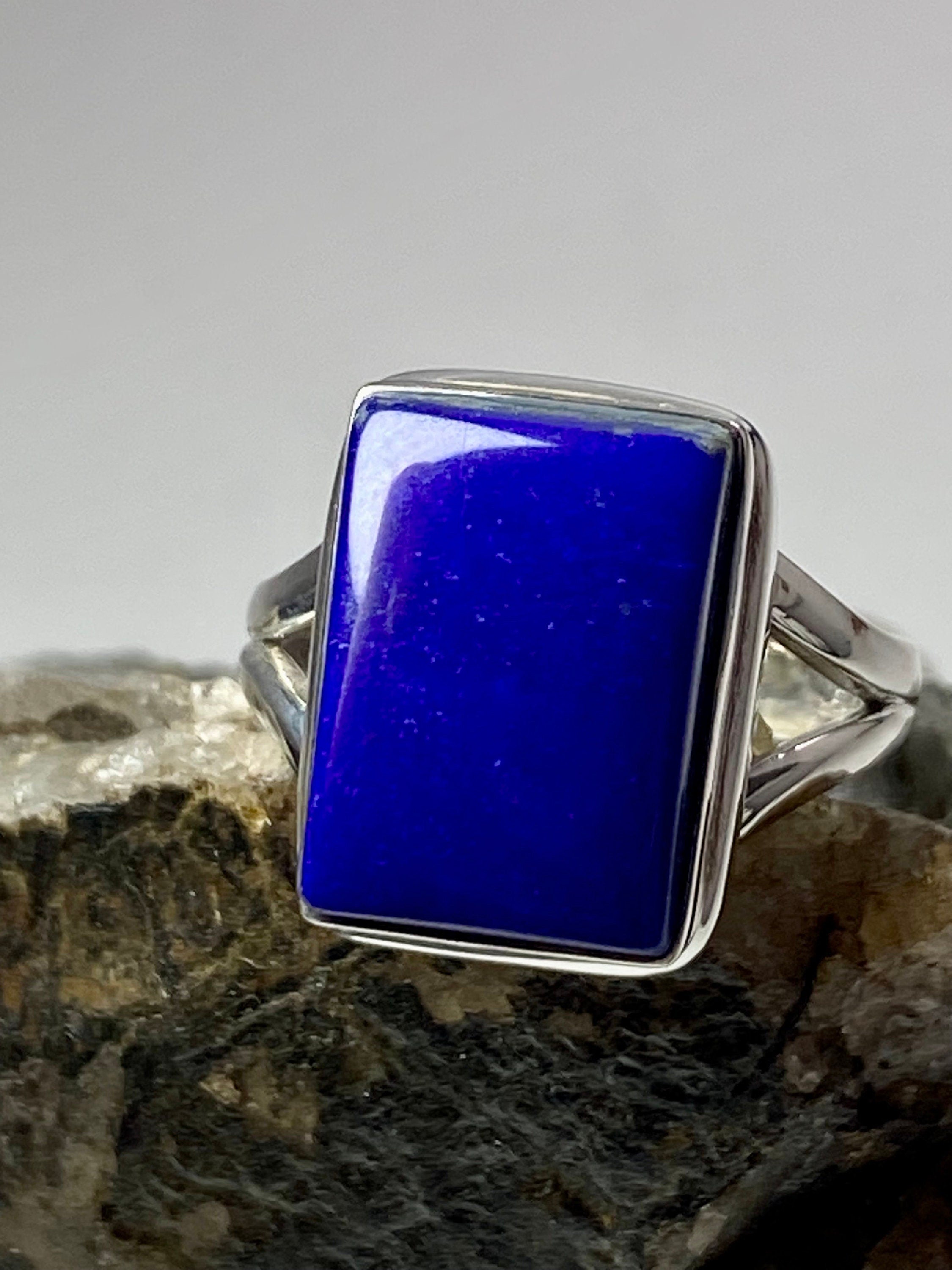 Natural Lapis Lazuli and Silver Ring (UV2782)