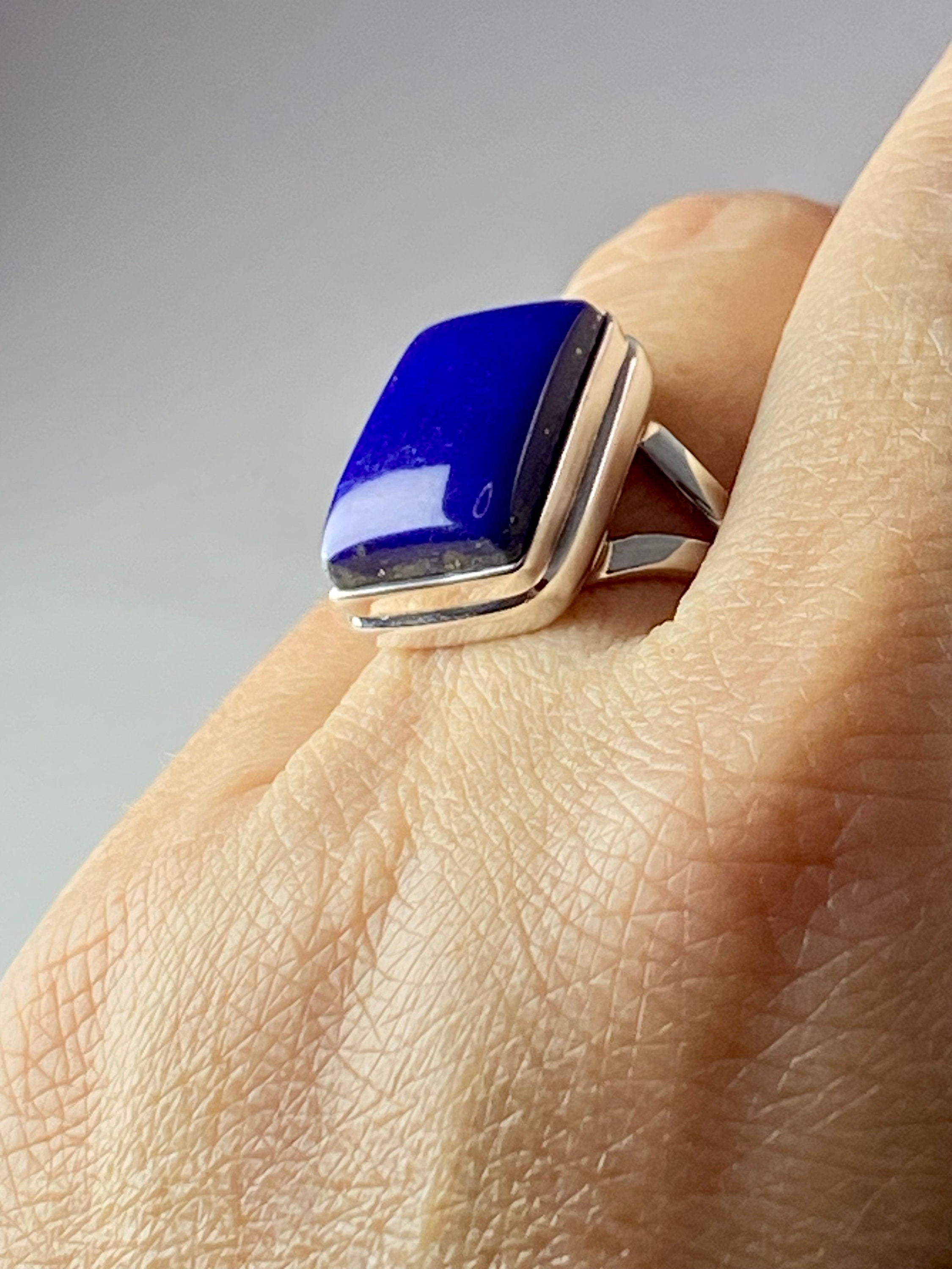 Natural Lapis Lazuli and Silver Ring (UV2782)