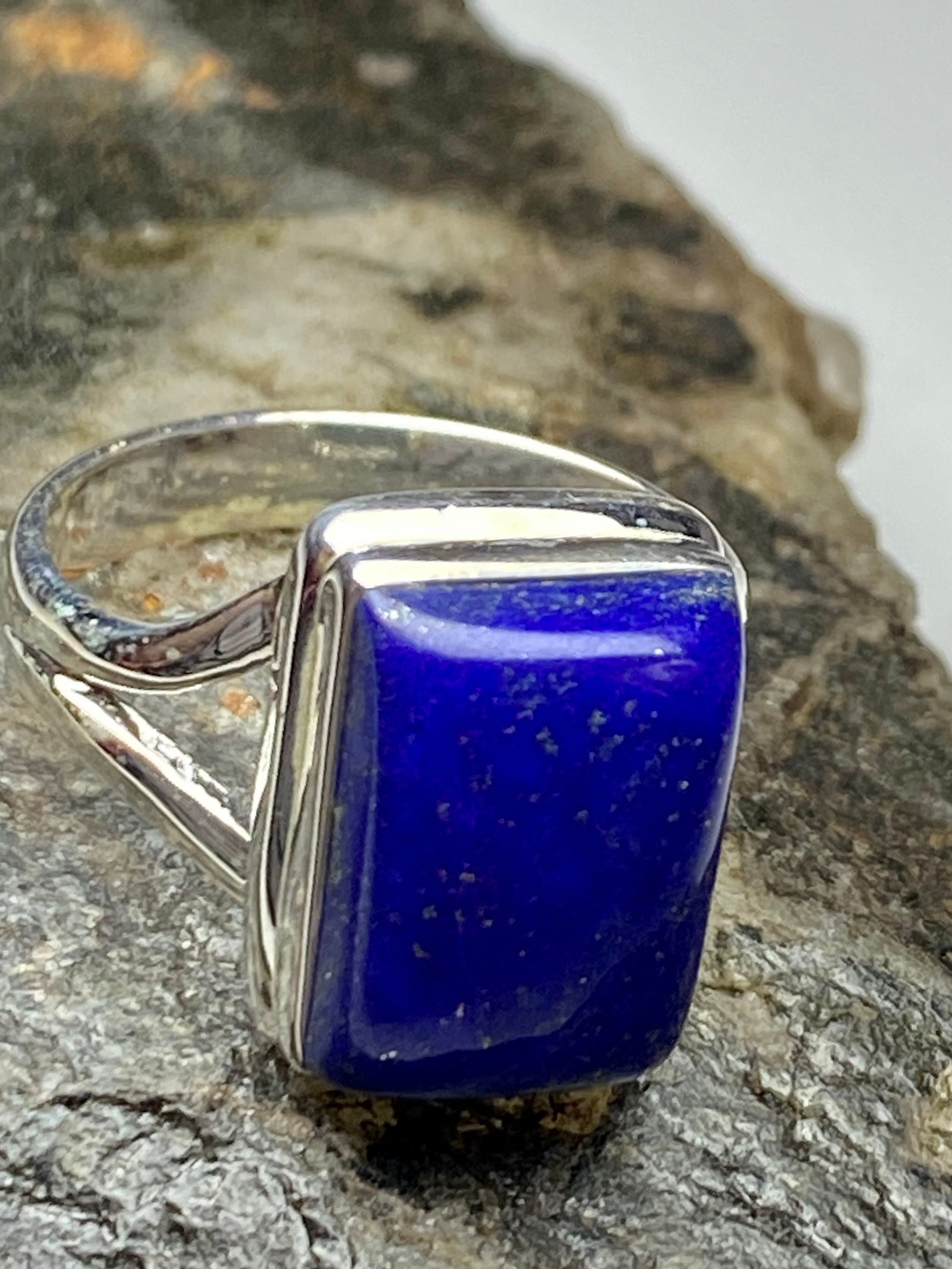 Natural Lapis Lazuli and Silver Ring (UV2763)