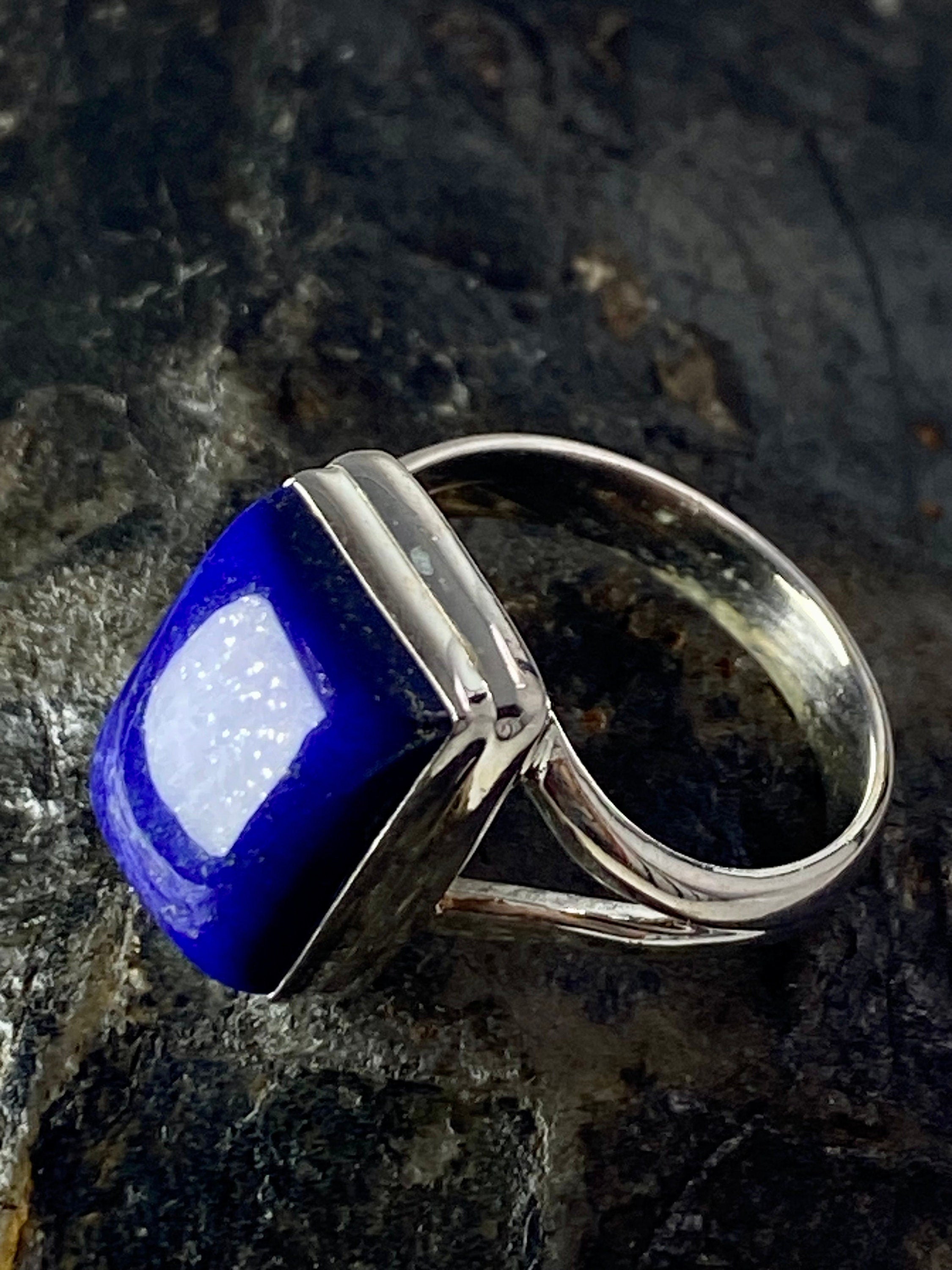 Natural Lapis Lazuli and Silver Ring (UV2763)