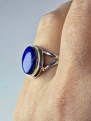 Natural Lapis Lazuli and Silver Ring (UV2776)