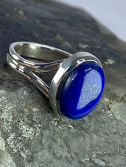 Natural Lapis Lazuli and Silver Ring (UV2783)