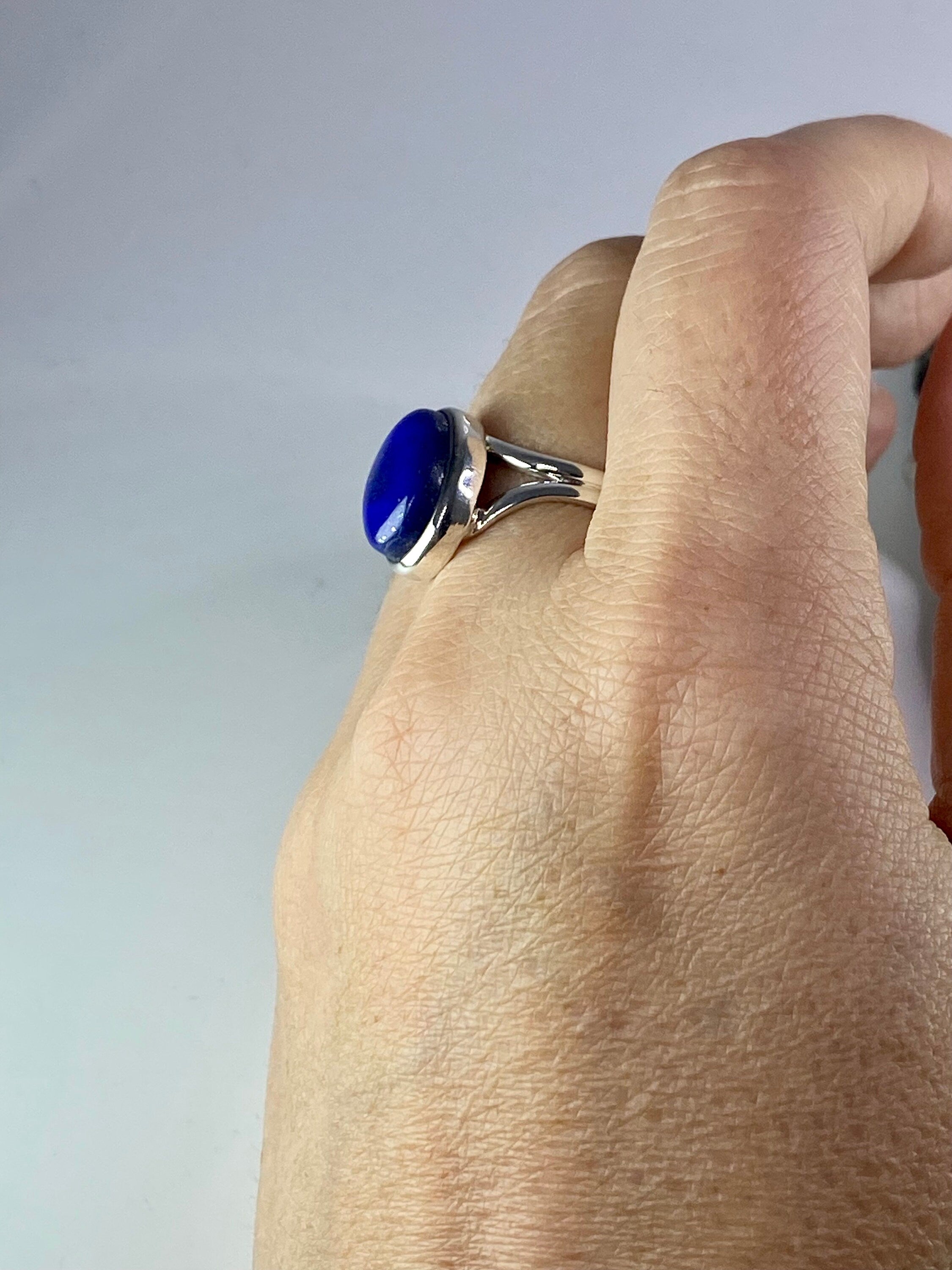 Natural Lapis Lazuli and Silver Ring (UV2783)