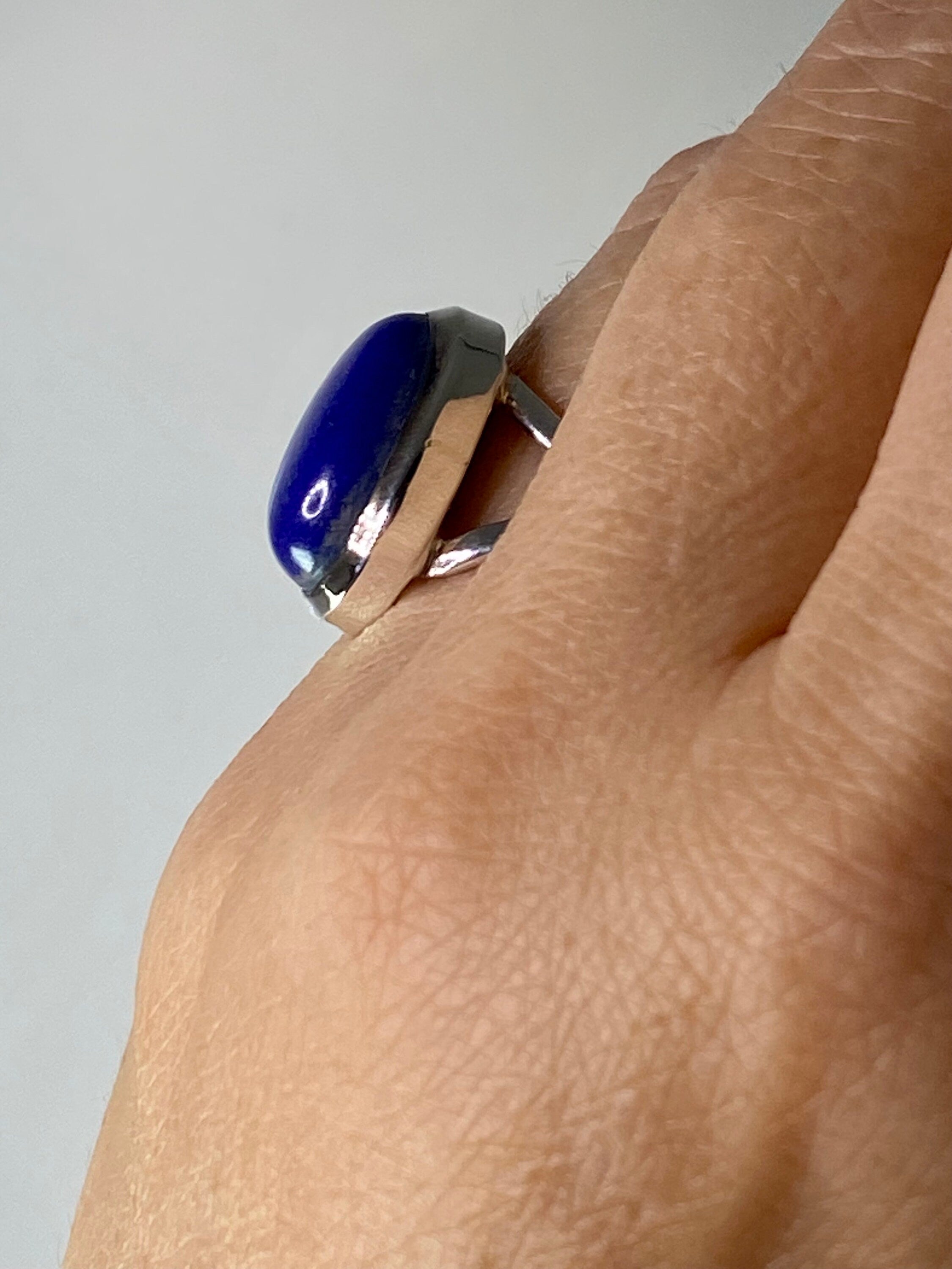 Natural Lapis Lazuli and Silver Ring (UV2917)