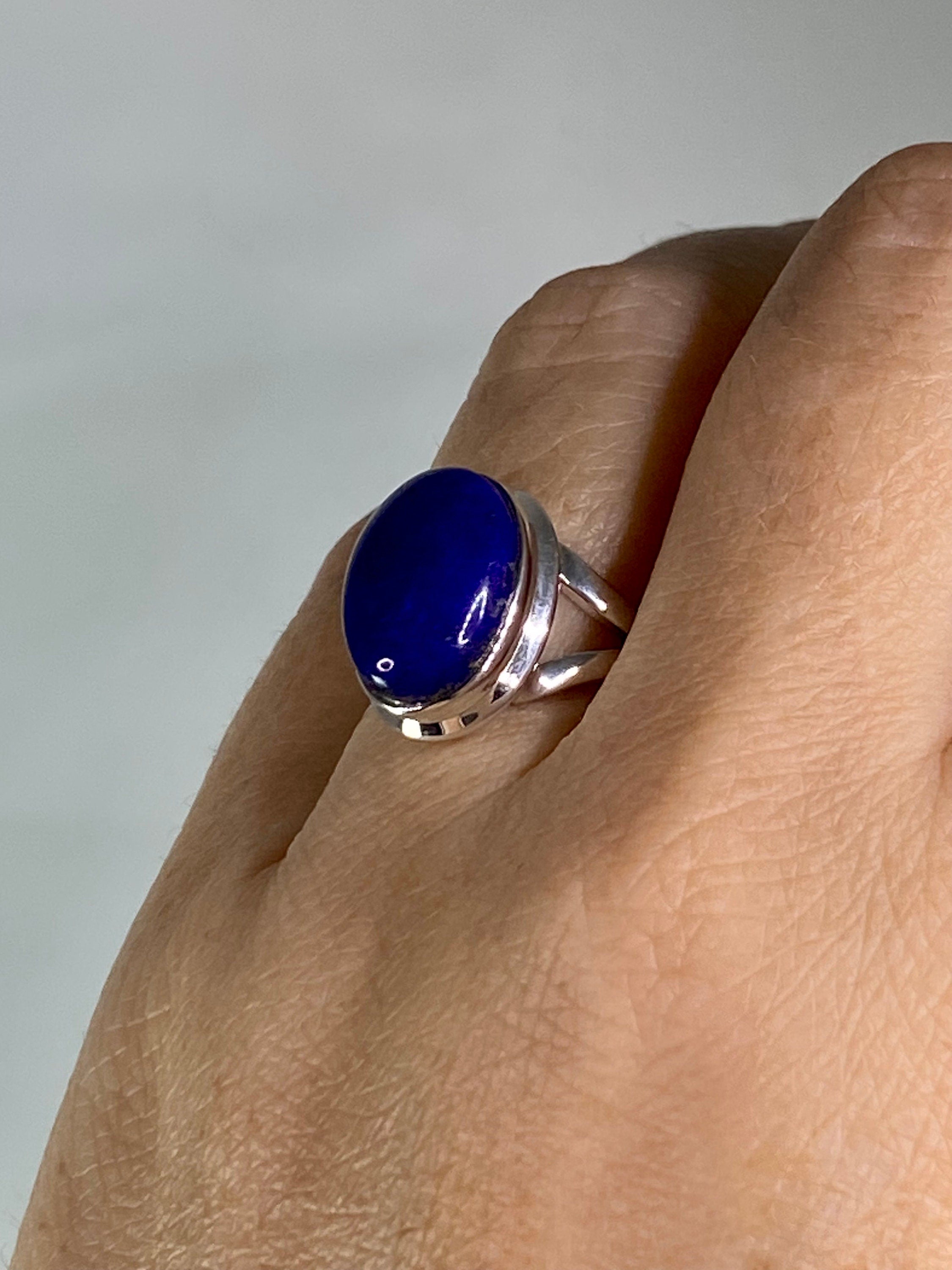 Natural Lapis Lazuli and Silver Ring (UV2766)