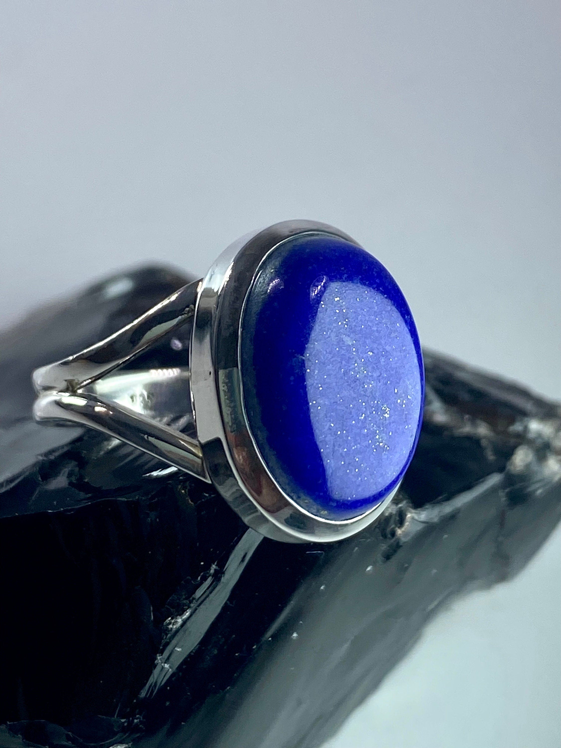 Natural Lapis Lazuli and Silver Ring (UV2787)