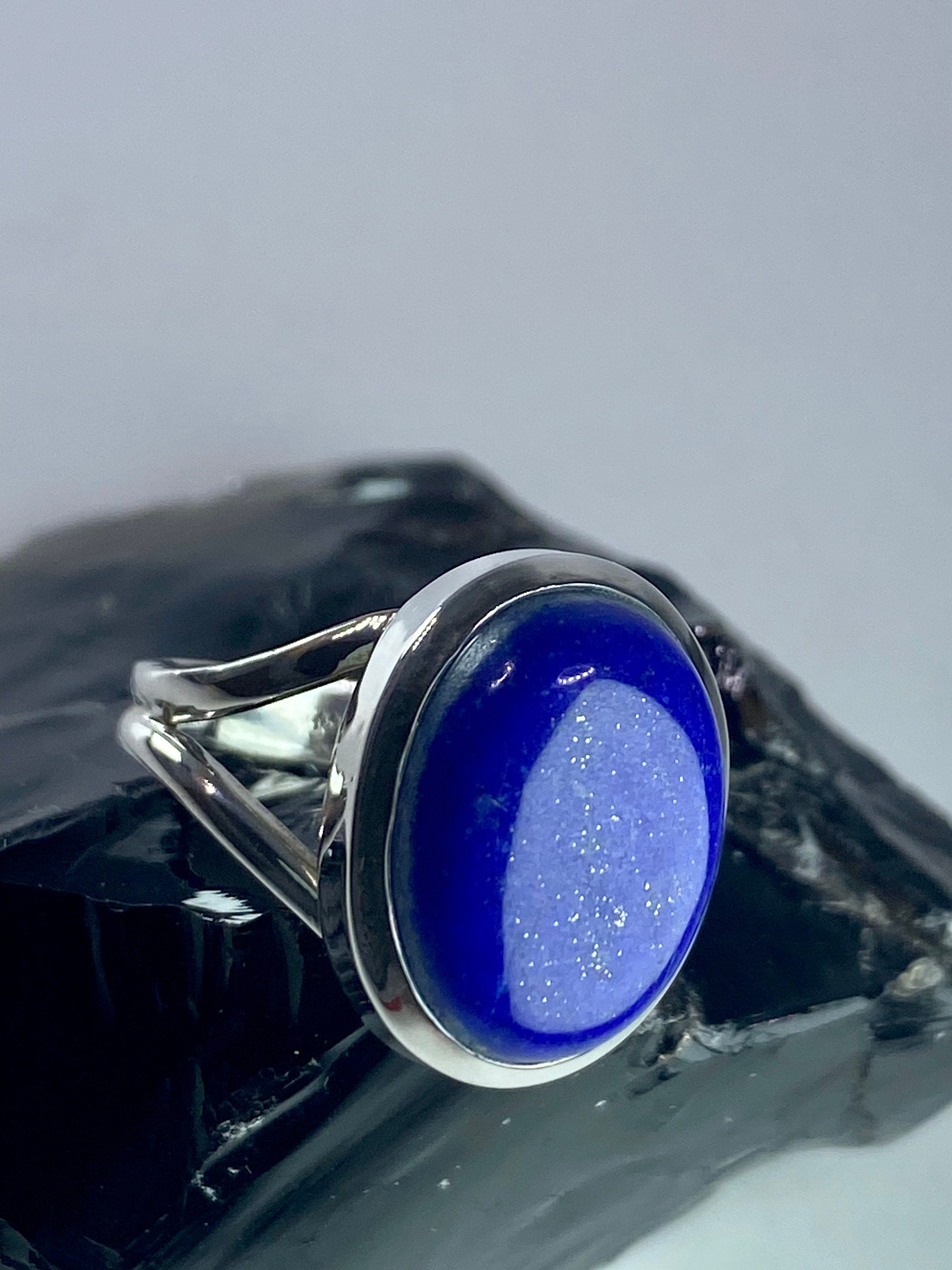 Natural Lapis Lazuli and Silver Ring (UV2787)