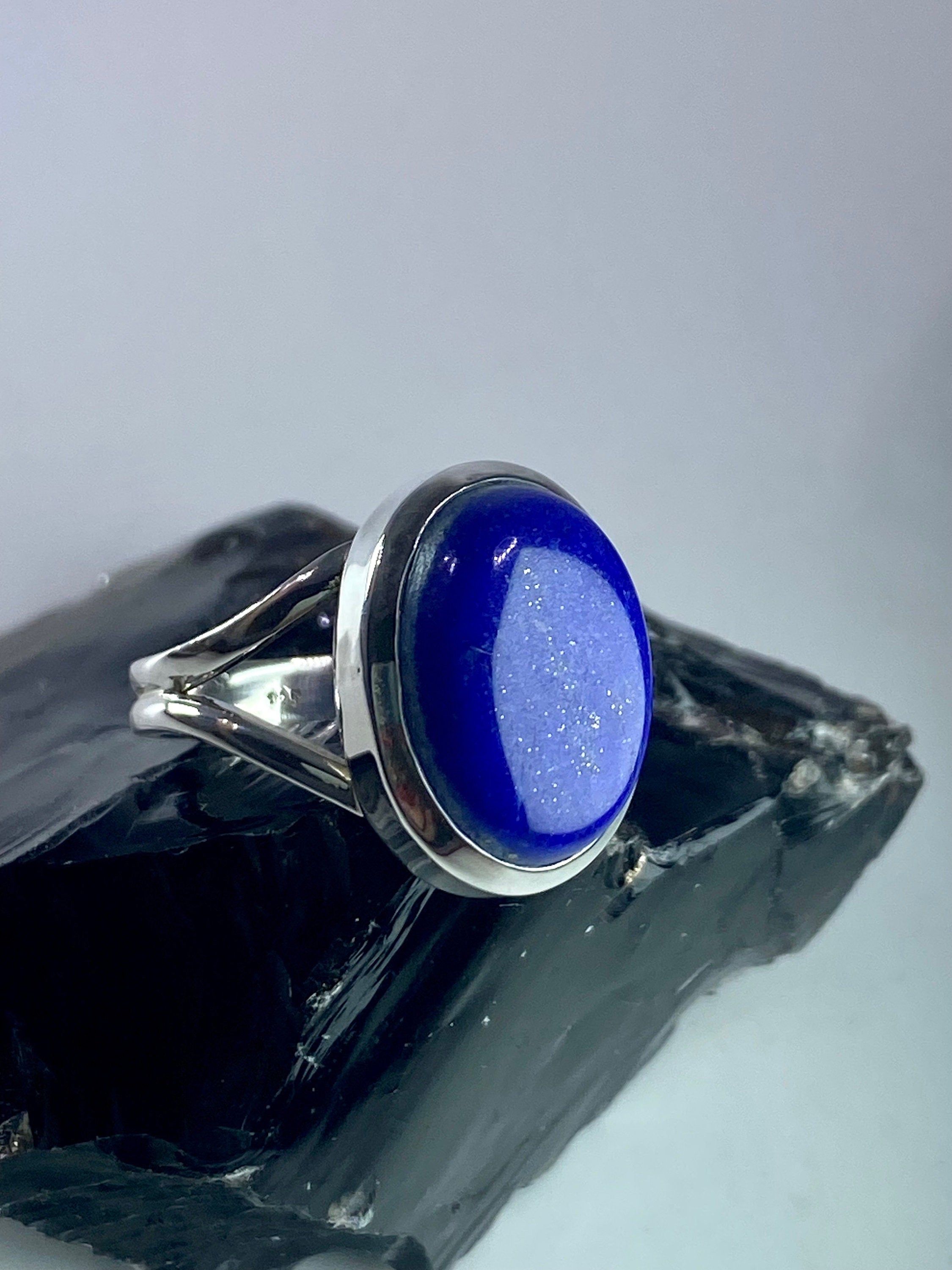 Natural Lapis Lazuli and Silver Ring (UV2787)