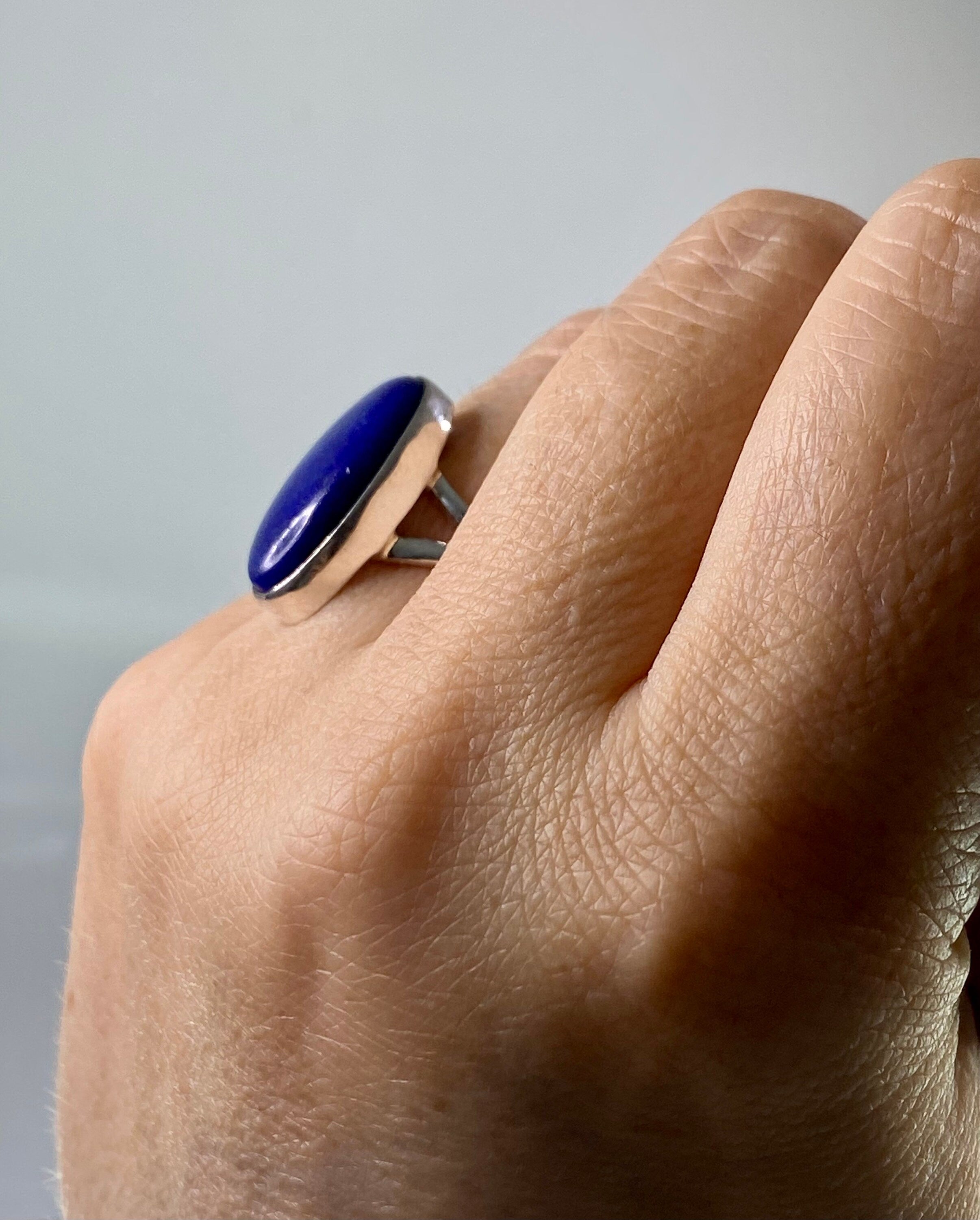 Natural Lapis Lazuli and Silver Ring (UV3363)