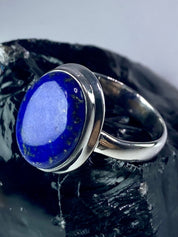 Natural Lapis Lazuli and Silver Ring (UV3314)