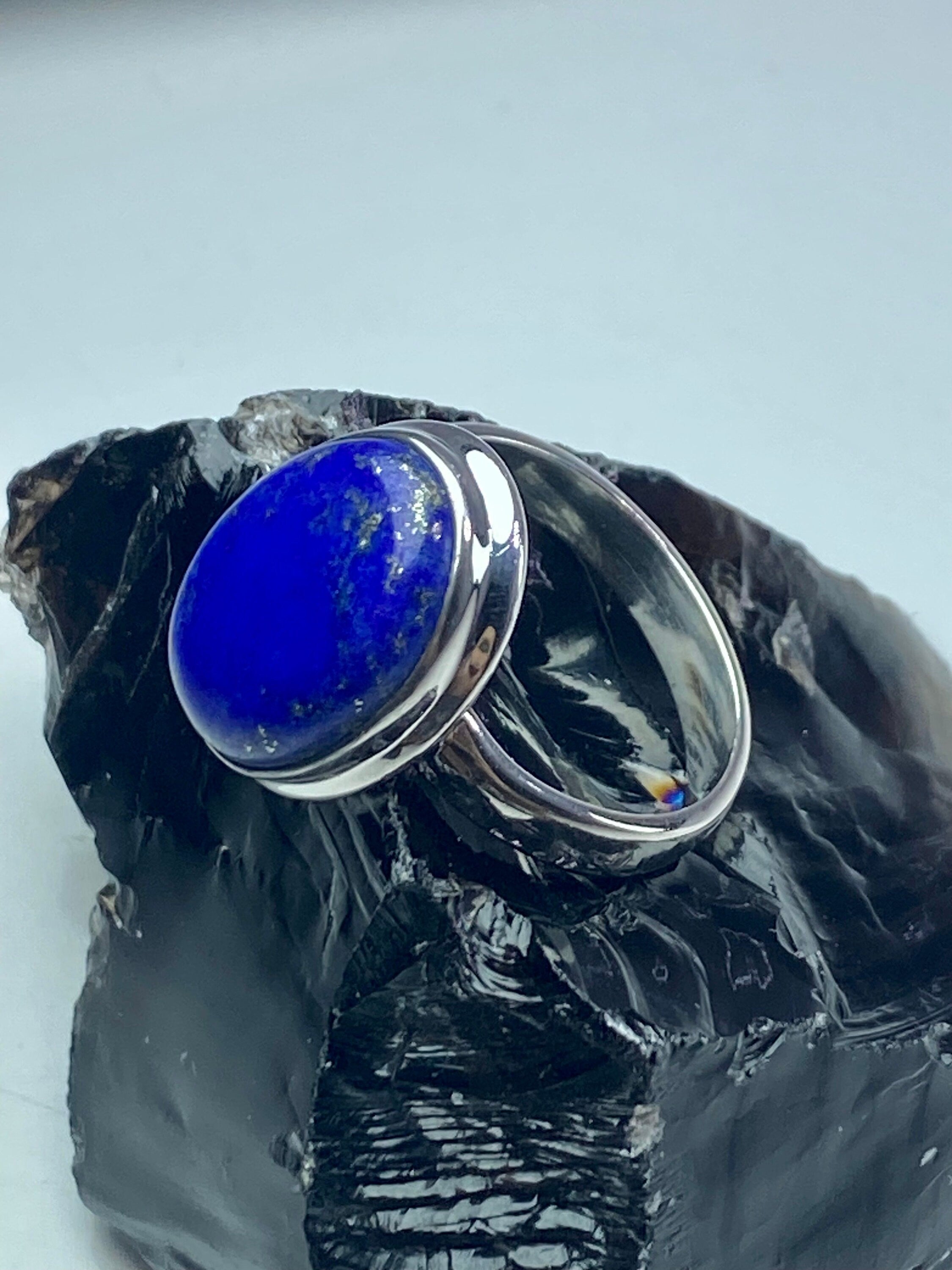 Natural Lapis Lazuli and Silver Ring (UV3314)