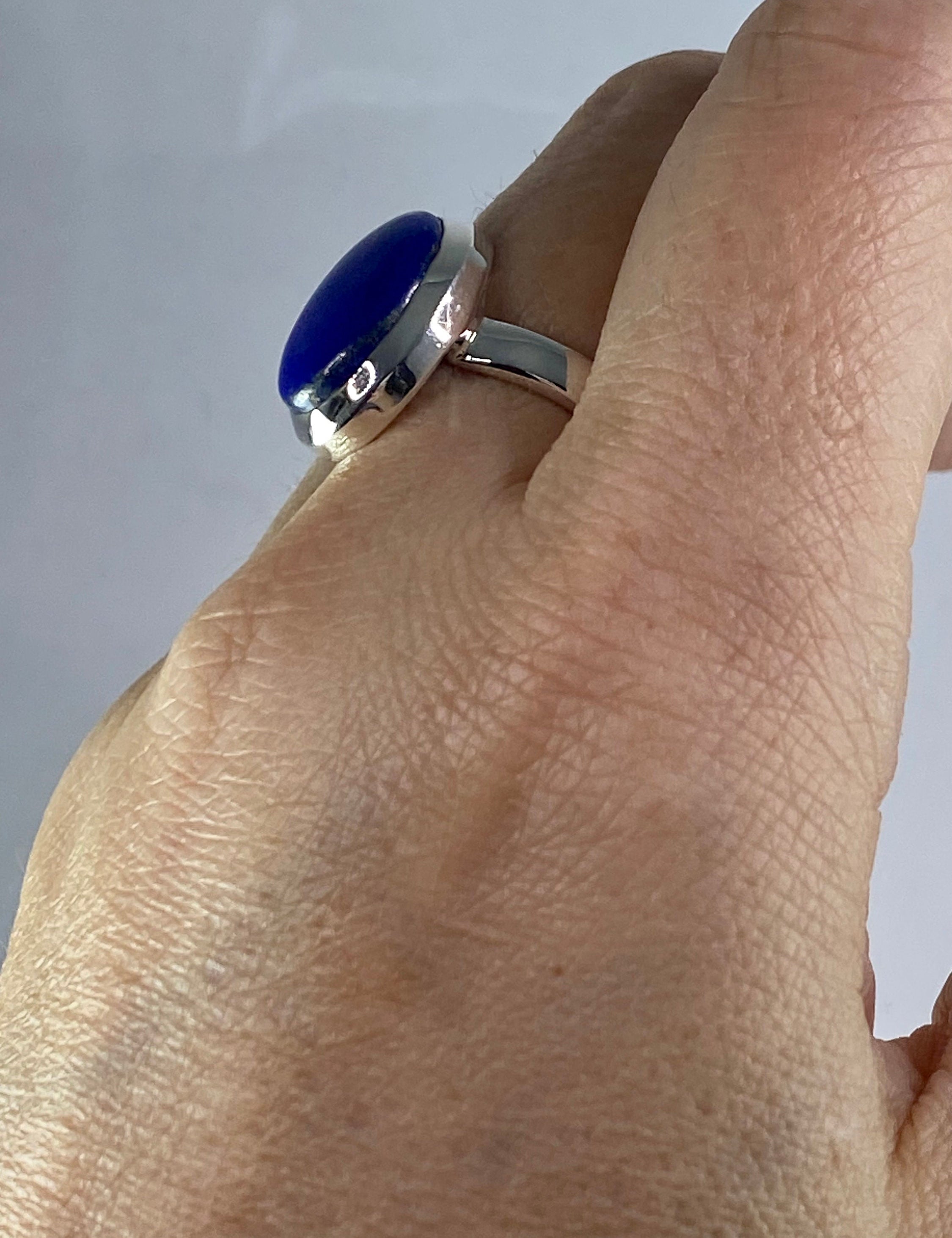 Natural Lapis Lazuli and Silver Ring (UV2964)