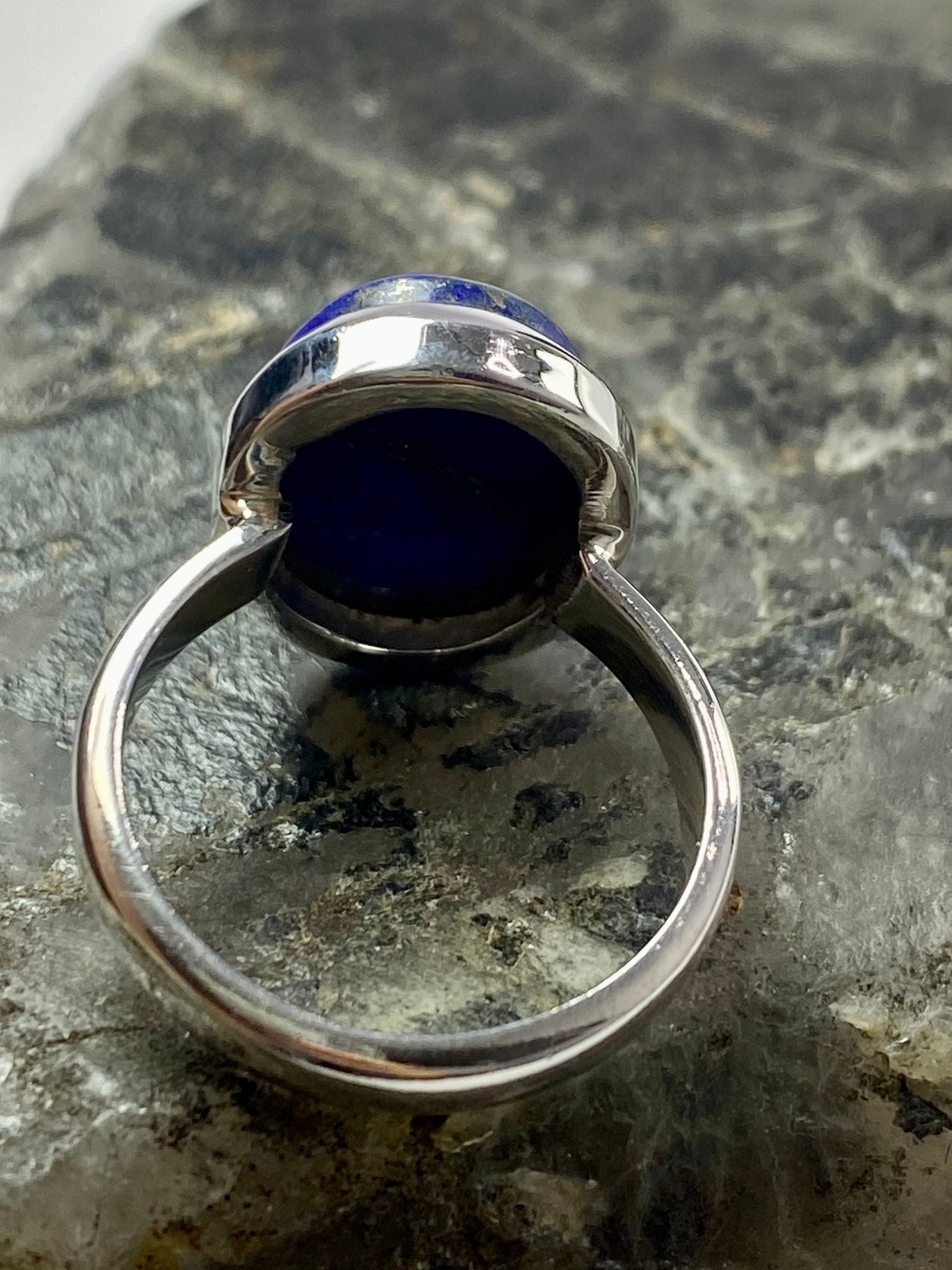 Natural Lapis Lazuli and Silver Ring (UV2964)