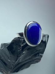 Natural Lapis Lazuli and Silver Ring (UV2964)