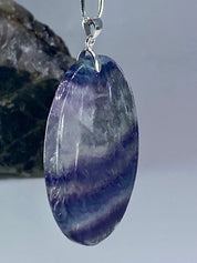 Purple Fluorite and silver Pendant