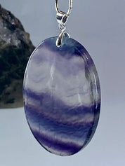 Purple Fluorite and silver Pendant