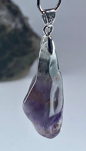 High Quality Cacoxenite in Purple Amethyst and Silver Pendant(С2)