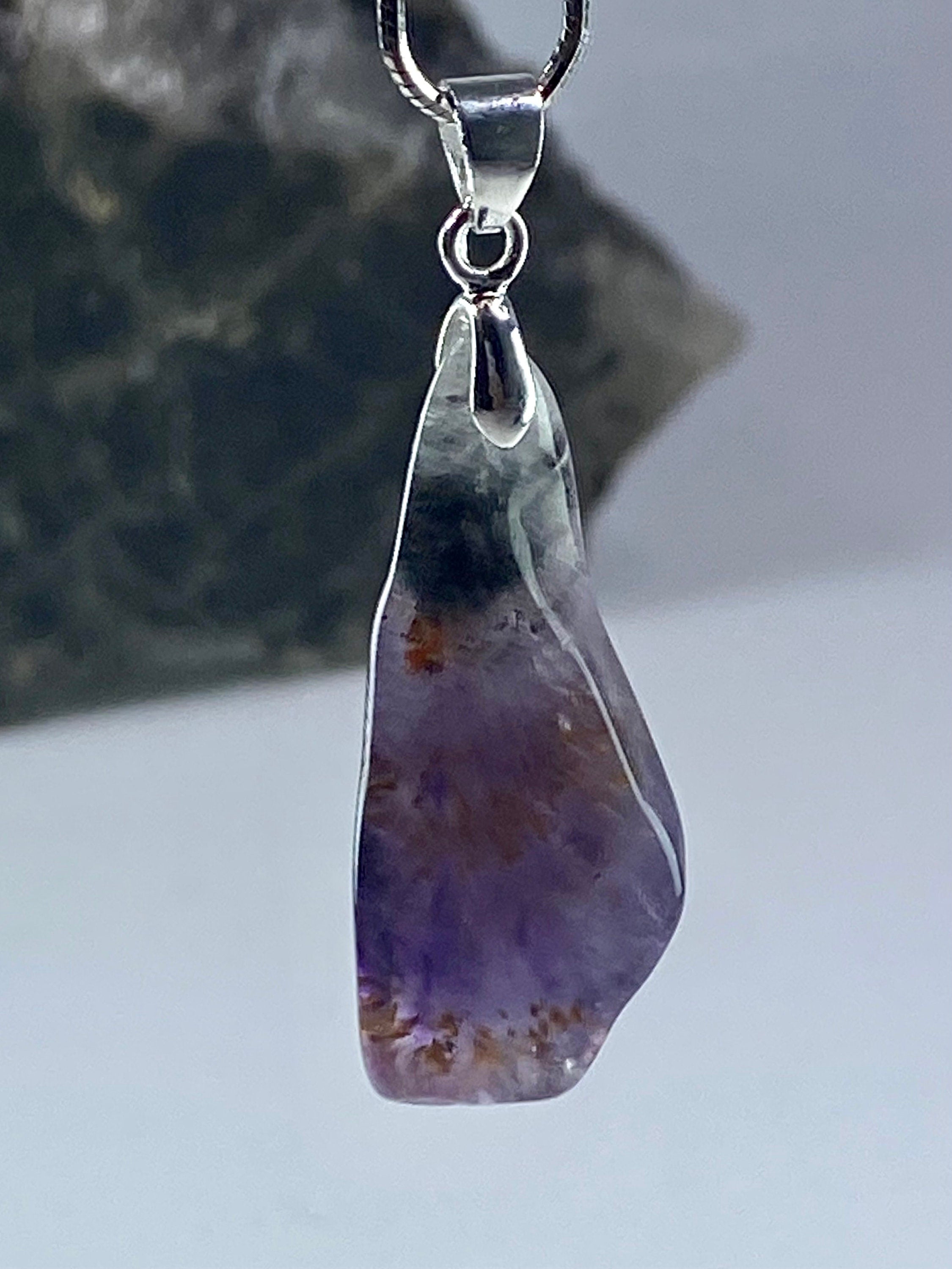 High Quality Cacoxenite in Purple Amethyst and Silver Pendant(С2)