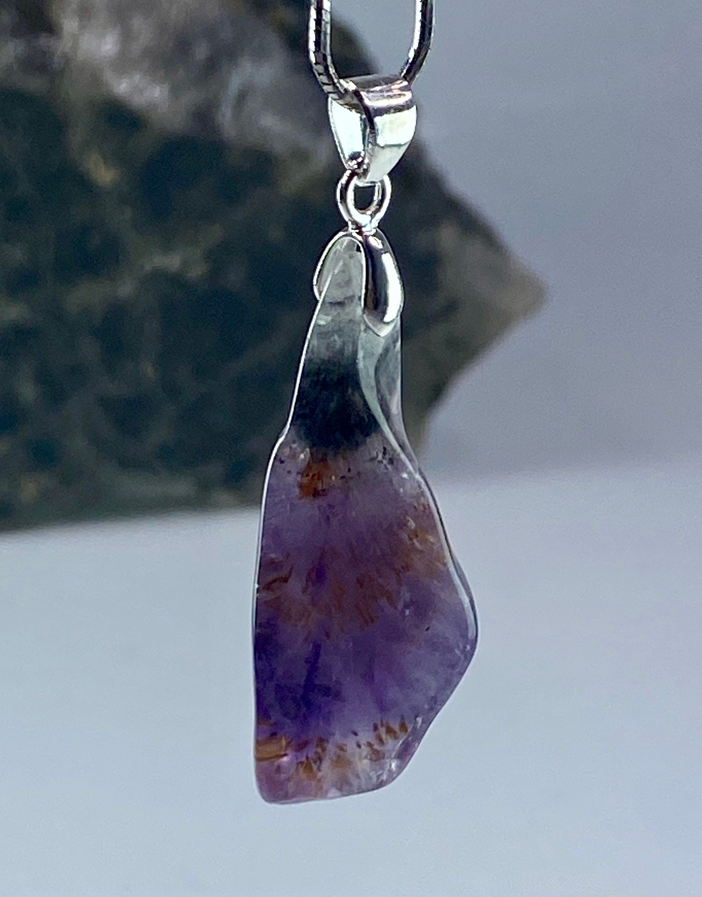 High Quality Cacoxenite in Purple Amethyst and Silver Pendant(С2)