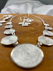 An Original Fine 980 Silver Disk Spiral Necklace