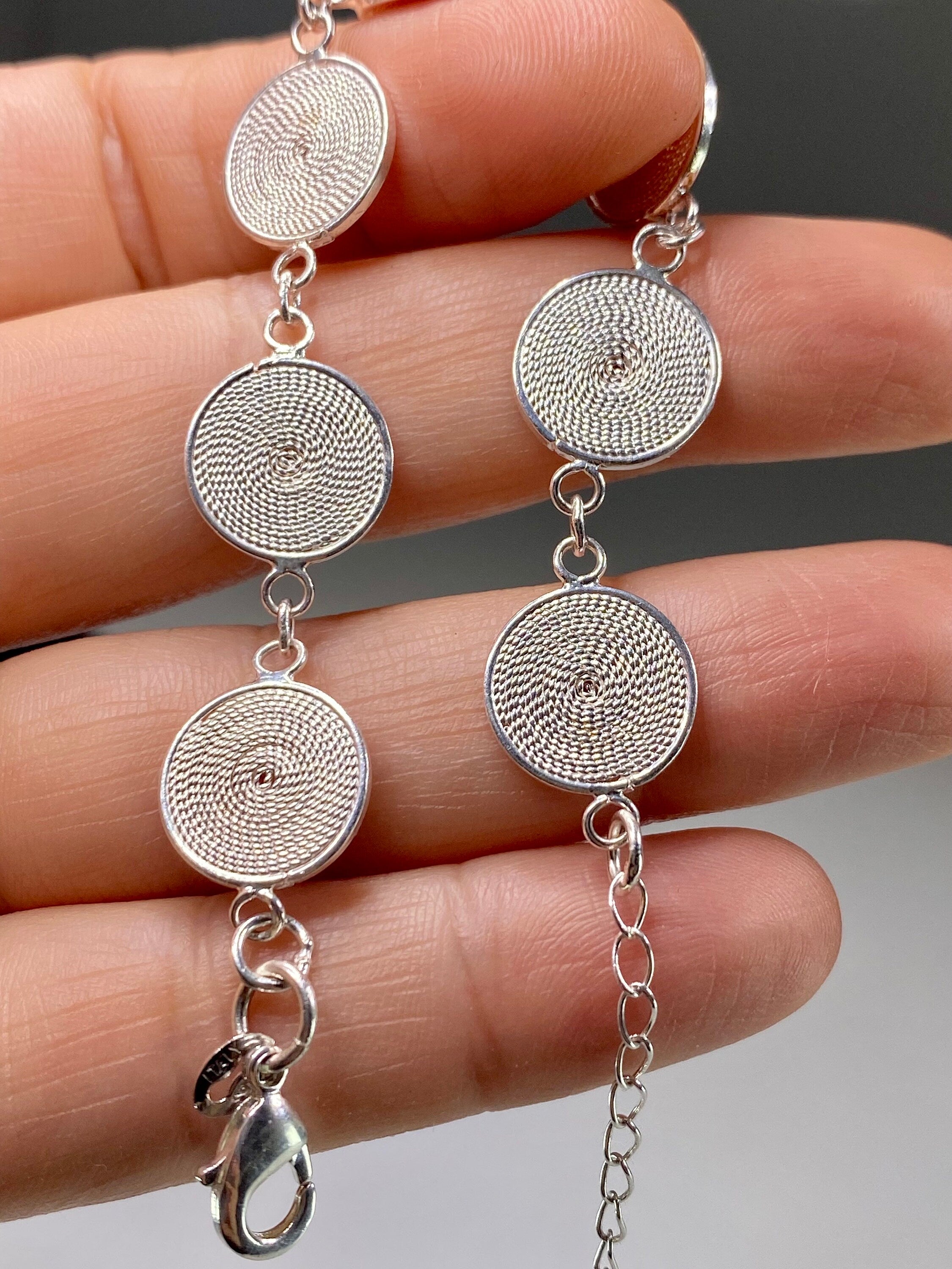 An Original Sterling 925 Silver Disk Spiral Bracelet