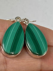 Natural Malachite and Silver Earrings(UV1587)