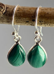 Natural Malachite and Silver Earrings(UV1650)