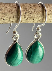 Natural Malachite and Silver Earrings(UV1650)