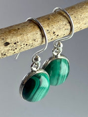 Natural Malachite and Silver Earrings(UV1648)