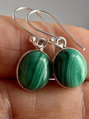 Natural Malachite and Silver Earrings(UV1648)