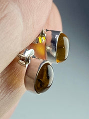 Baltic Amber Sterling Silver Stud Earrings(UV63)